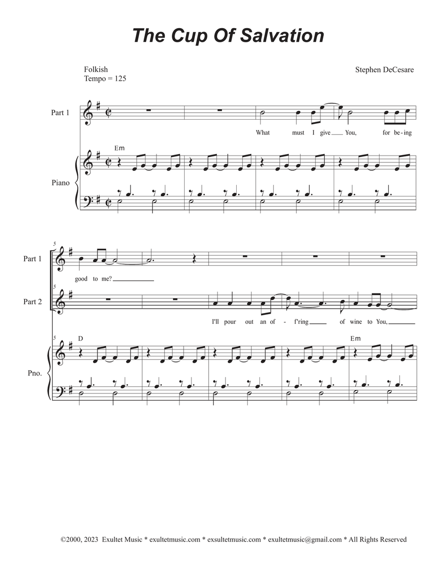The Cup Of Salvation (2-part choir) 2-Part scores gallery preview page 1