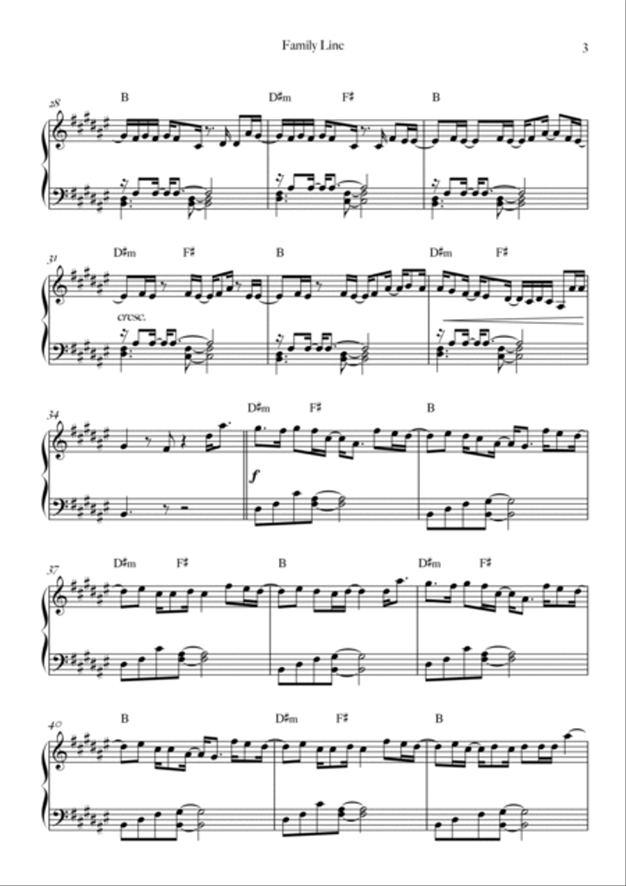 Family Line Easy Piano scores gallery preview page 3