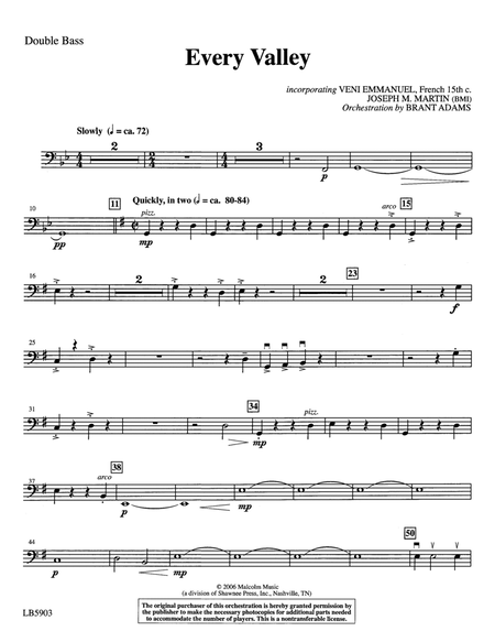 Every Valley (from The Winter Rose) (arr. Brant Adams) - Double Bass