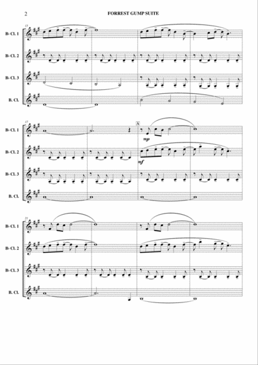 Forrest Gump Suite Clarinet Quartet scores gallery preview page 3