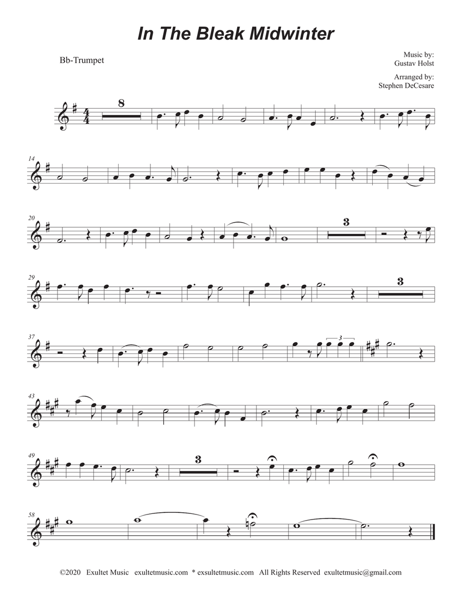 In The Bleak Midwinter (Bb-Trumpet solo and Piano) Trumpet Solo scores gallery preview page 4