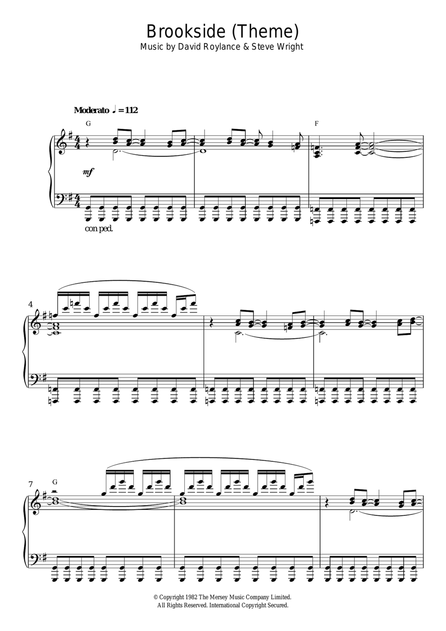Brookside (Theme) Brookside (Theme) Piano Solo scores gallery preview page 1