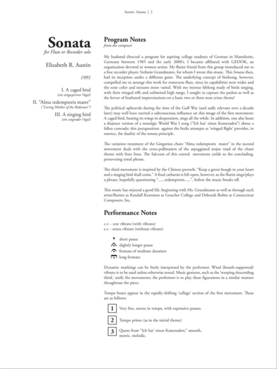 [Austin] Sonata for Flute or Soprano Recorder Small Ensemble scores gallery preview page 4
