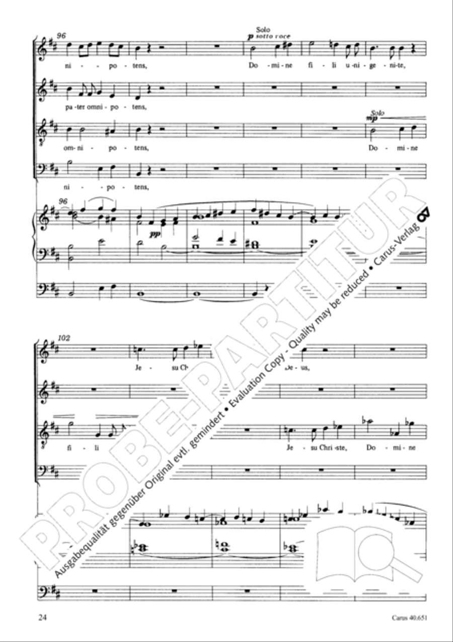 Mass in D Major (Missa in D) 4-Part scores gallery preview page 33