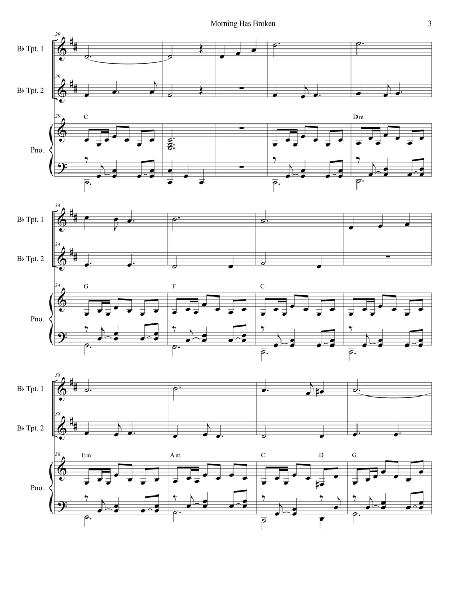 Morning Has Broken Morning Has Broken Trumpet Duet scores gallery preview page 3