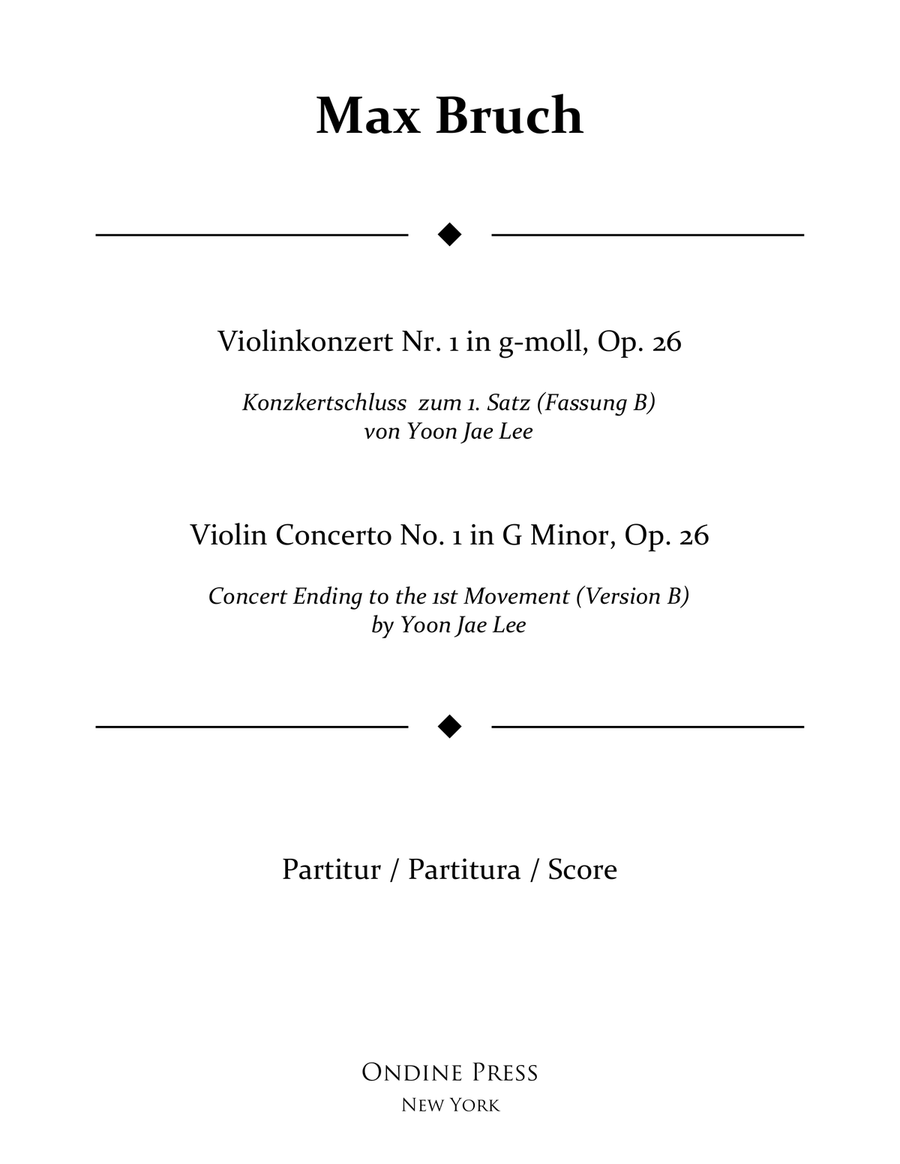 Bruch: Violin Concerto No.1 in G Minor: I. concert ending by Yoon Jae Lee (Version B for Orchestra), Full Orchestra scores gallery preview page 1