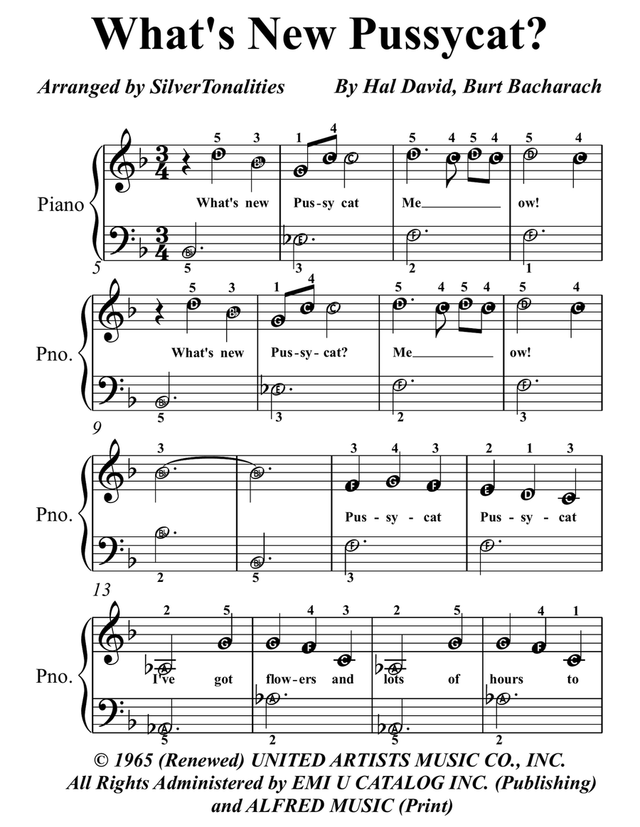 What's New Pussycat? What's New Pussycat? Easy Piano scores gallery preview page 1