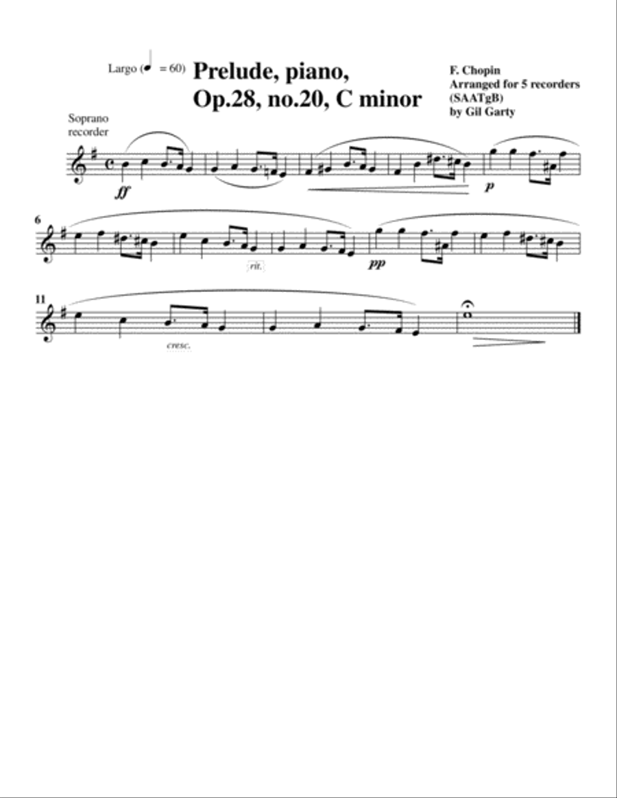 Prelude, Op.28,no.20 (arrangement for 5 recorders) Recorder scores gallery preview page 2