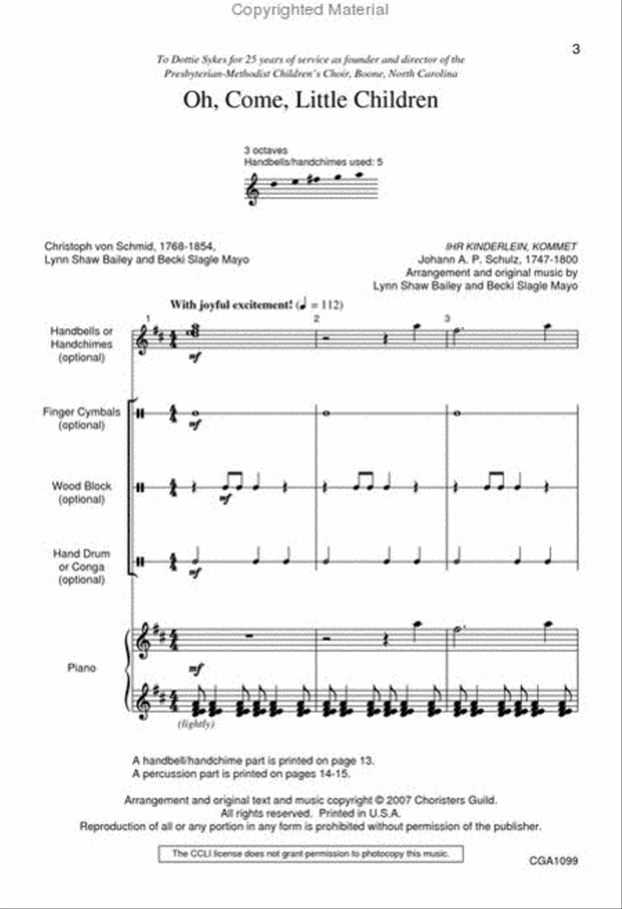 Oh, Come, Little Children Unison Choir scores gallery preview page 2