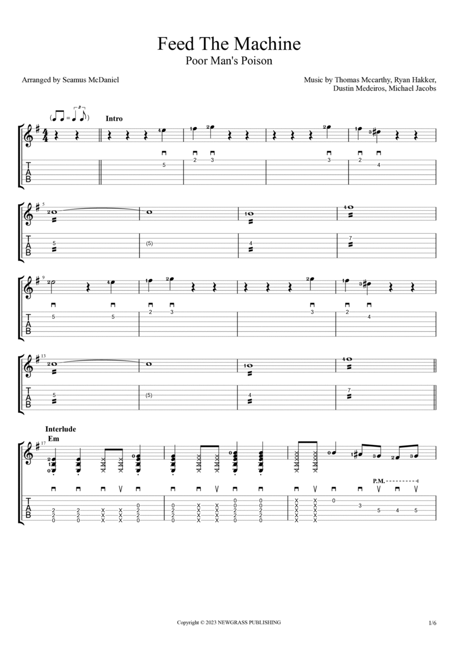 Feed The Machine Guitar Tablature scores gallery preview page 1