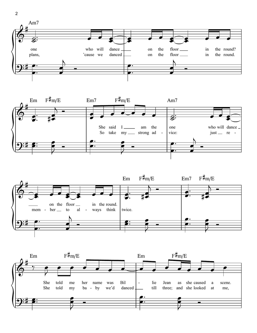 Billie Jean Billie Jean Easy Piano scores gallery preview page 2