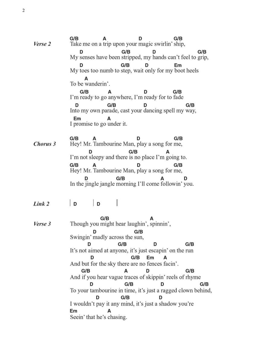 Mr. Tambourine Man Mr. Tambourine Man Acoustic Guitar scores gallery preview page 2