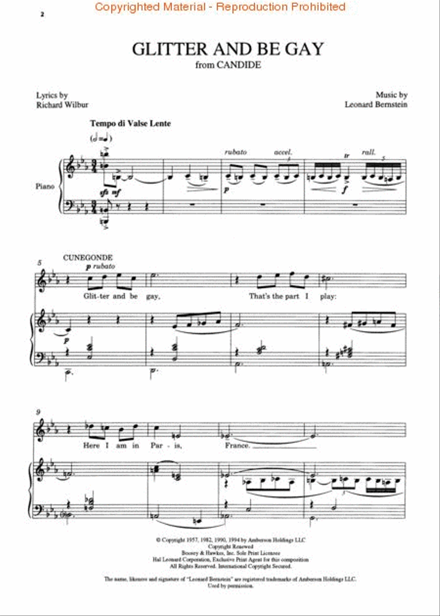 Glitter and Be Gay (from Candide) Voice scores gallery preview page 2