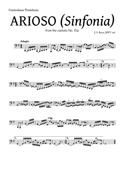 ARIOSO, by J. S. Bach (sinfonia) - for Contrabass Trombone and accompaniment image number null