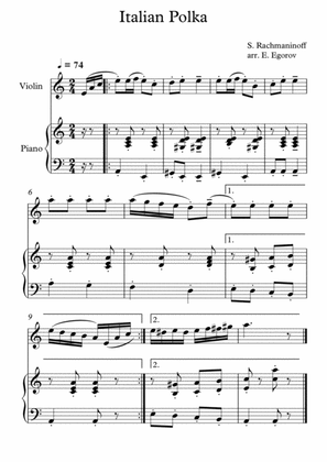 Italian Polka, Sergei Rachmaninoff, For Violin & Piano