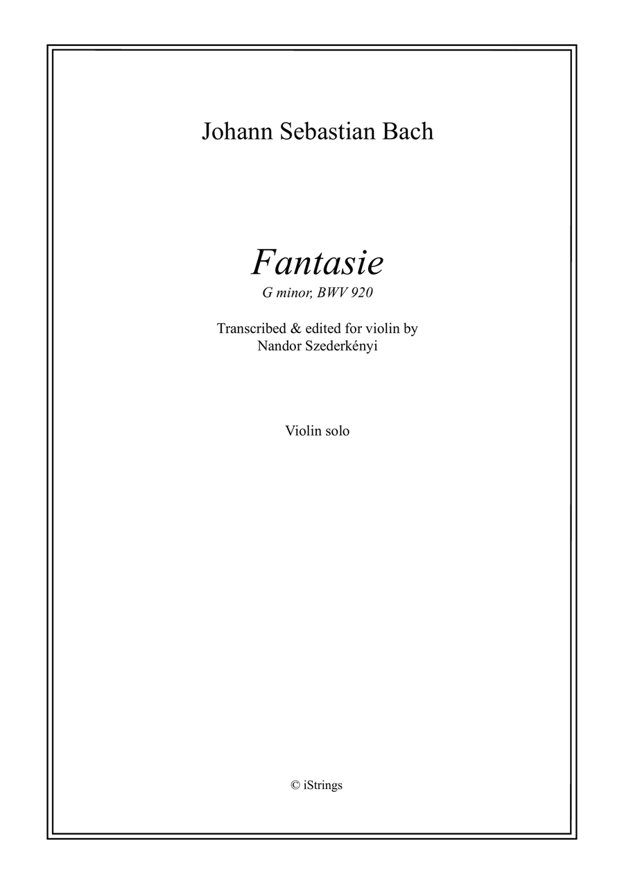 Fantasia in G minor for solo violin BWV 920 Violin Solo scores gallery preview page 1
