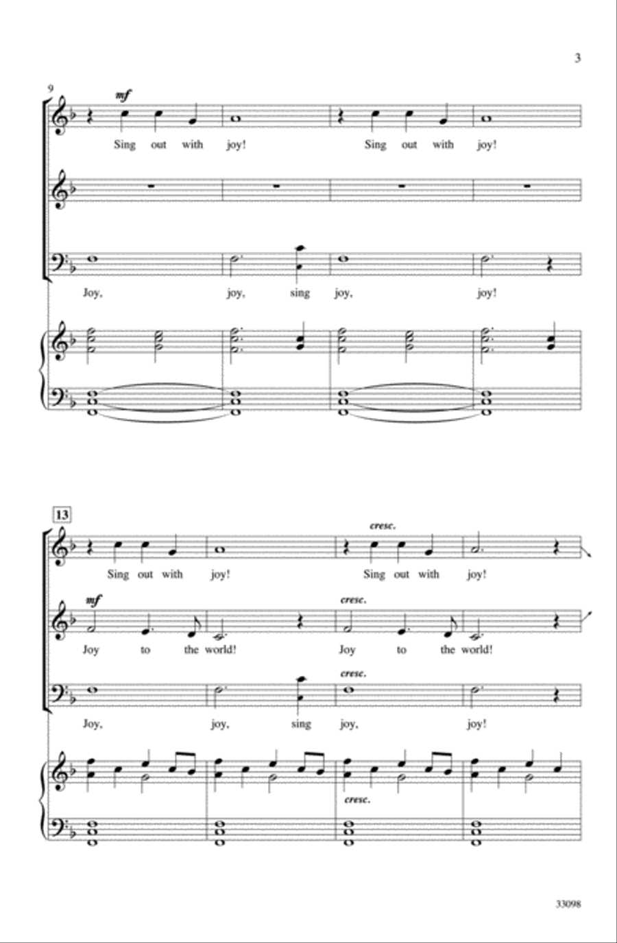 Let Heaven and Nature Sing 3-Part scores gallery preview page 3