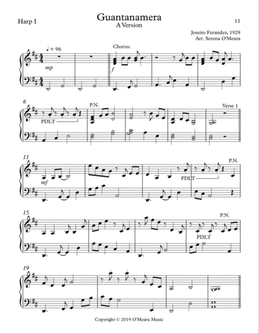 Guantanamera Celtic Harp scores gallery preview page 2