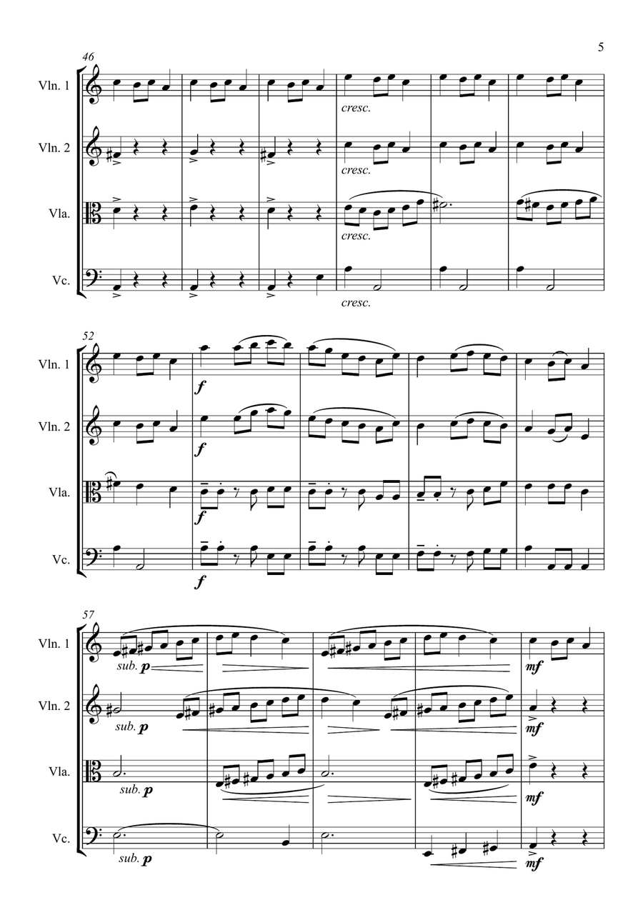 Fantasia on the Ukrainian Bell Carol - for String Quartet String Quartet scores gallery preview page 5