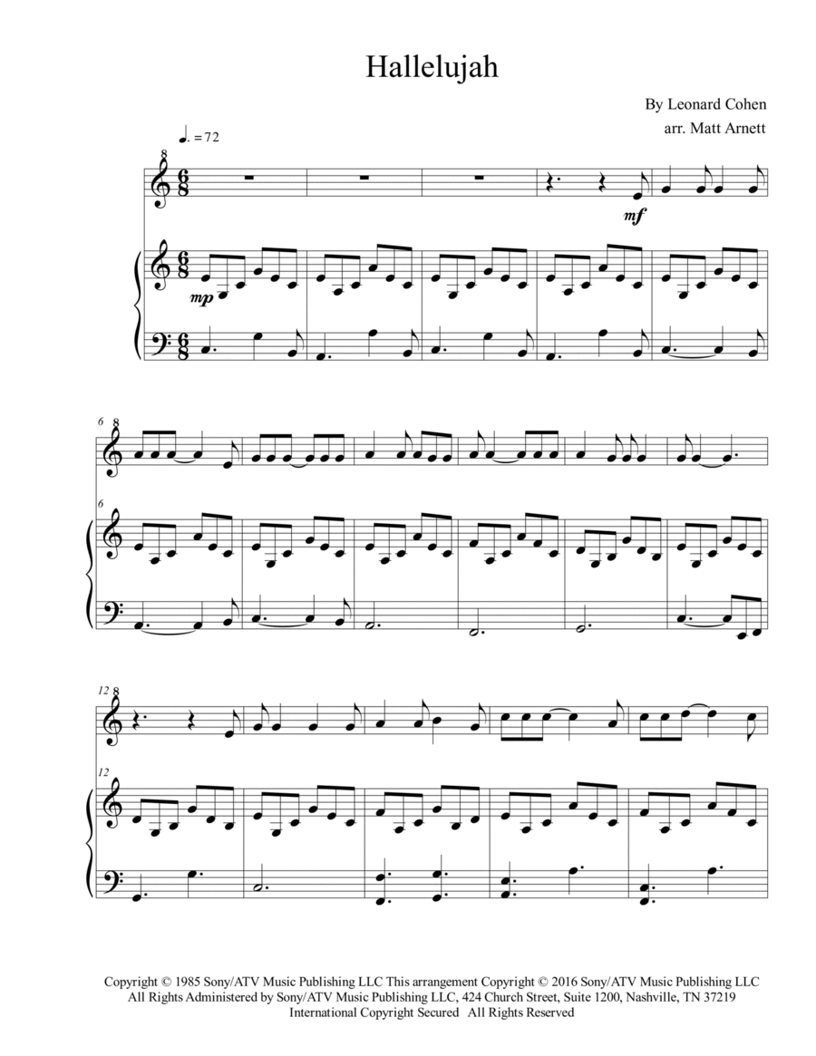 Hallelujah 1 Piano, 4-Hands scores gallery preview page 1
