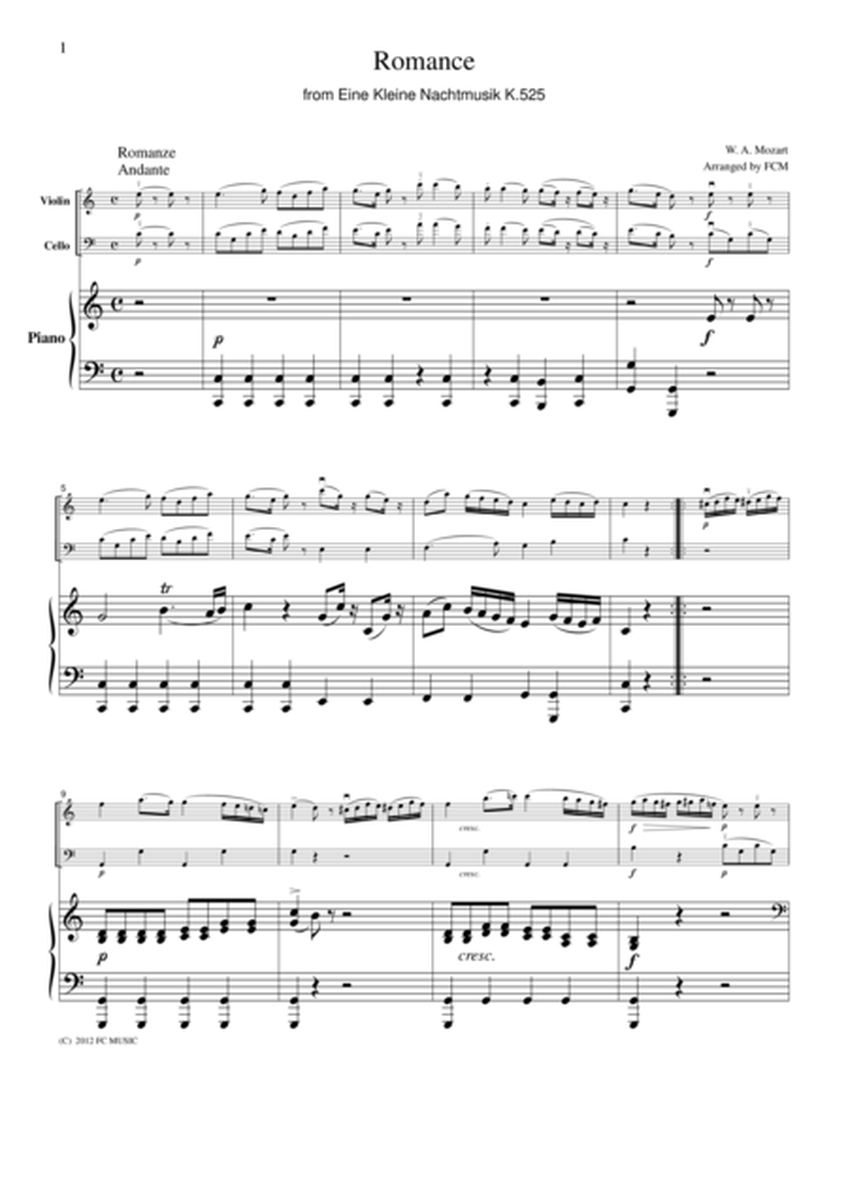 Mozart Romance from Eine Kleine Nachtmusik K.525, for piano trio, PM301