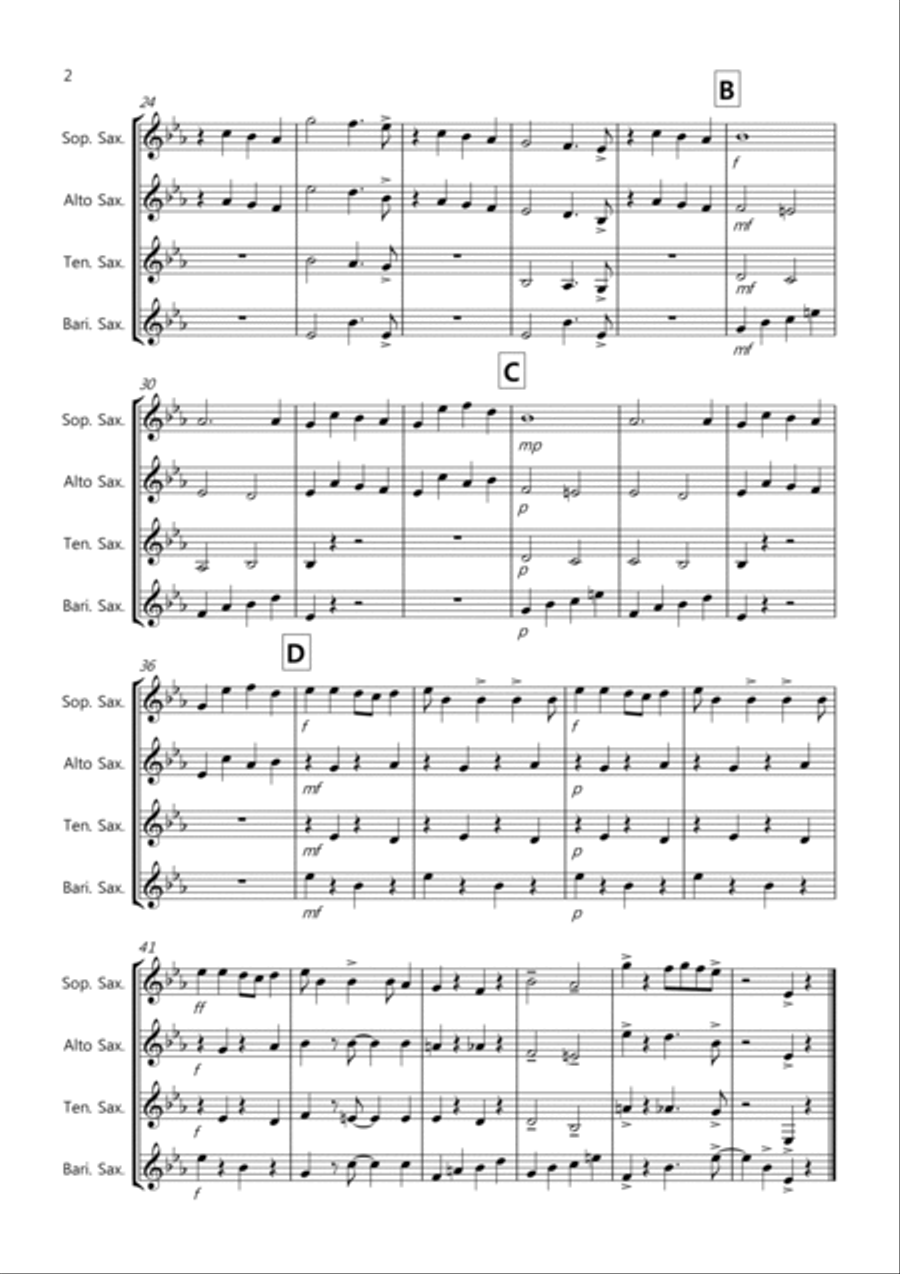 Three Blind Mice for Saxophone Quartet Saxophone Quartet scores gallery preview page 2