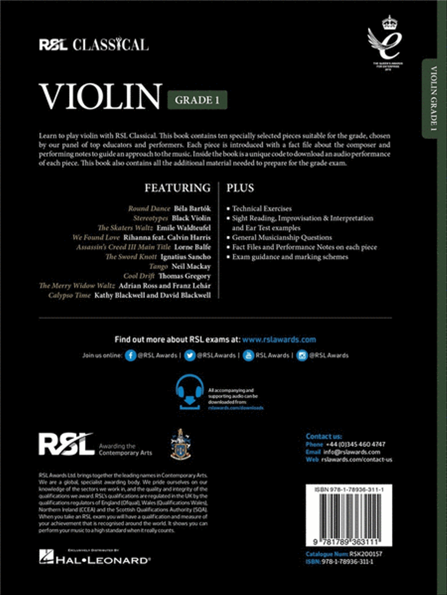 RSL Classical Violin Grade 1 (2021) Violin Solo scores gallery preview page 2