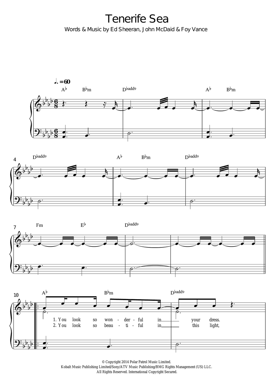 Tenerife Sea Tenerife Sea Easy Piano scores gallery preview page 1