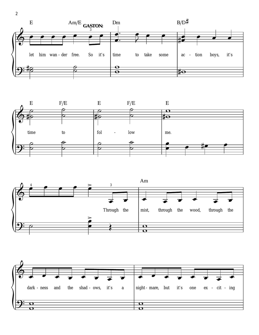 The Mob Song (from Beauty And The Beast) Easy Piano scores gallery preview page 2