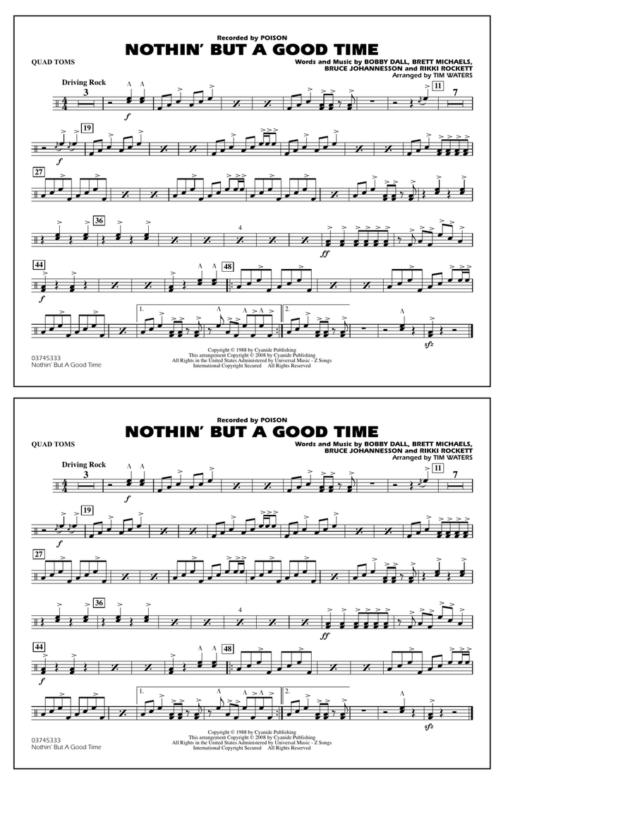 Nothin' But A Good Time - Quad Toms Marching Band scores gallery preview page 1