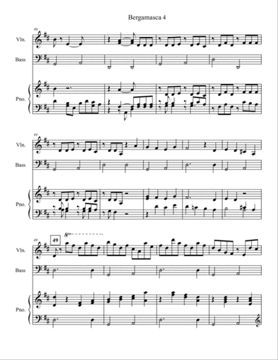 Antiche danze et arie per liuto, Suite No.2, IV. Bergamasca Double Bass scores gallery preview page 4