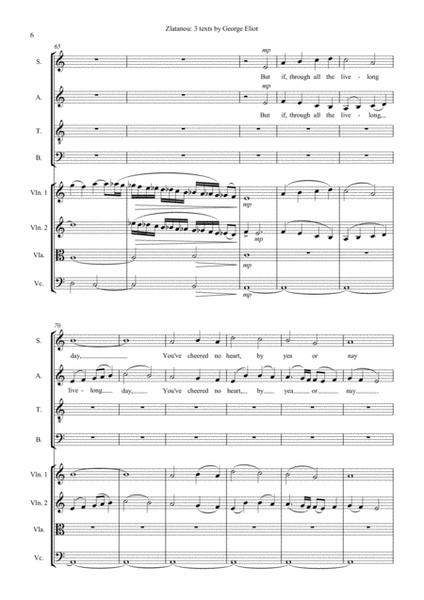 THREE TEXTS BY GEORGE ELIOT, for SATB choir ang strings image number null