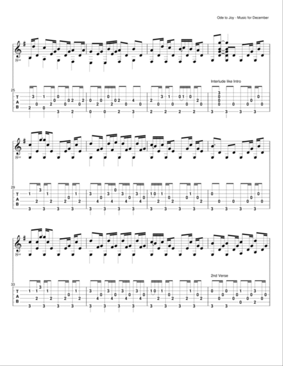 Ode to Joy Guitar Solo scores gallery preview page 3
