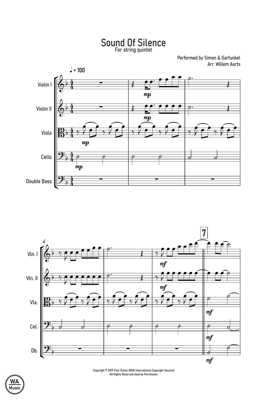 The Sound Of Silence String Quartet scores gallery preview page 2