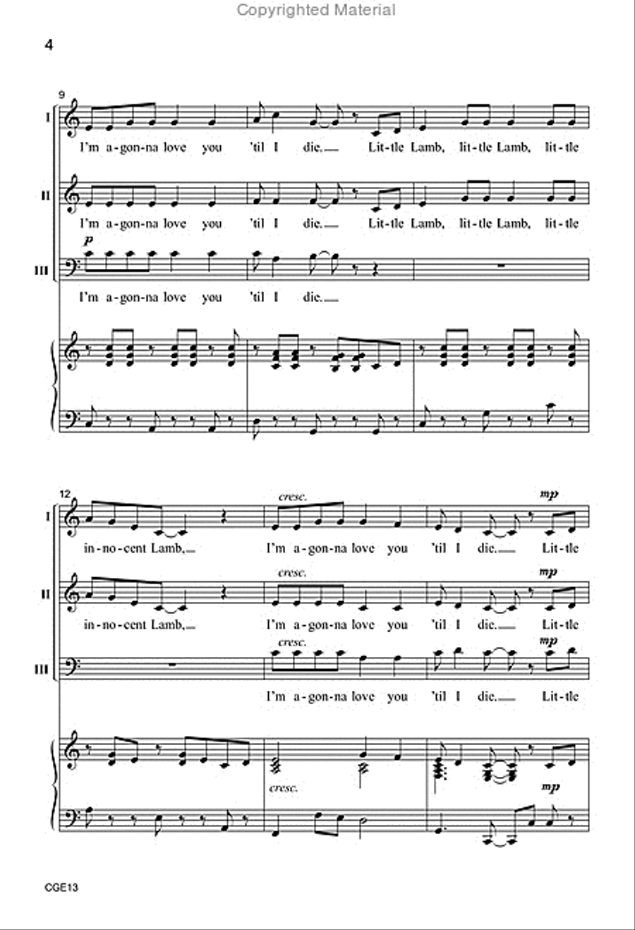 Little Innocent Lamb (Three-Part Mixed) 3-Part scores gallery preview page 3
