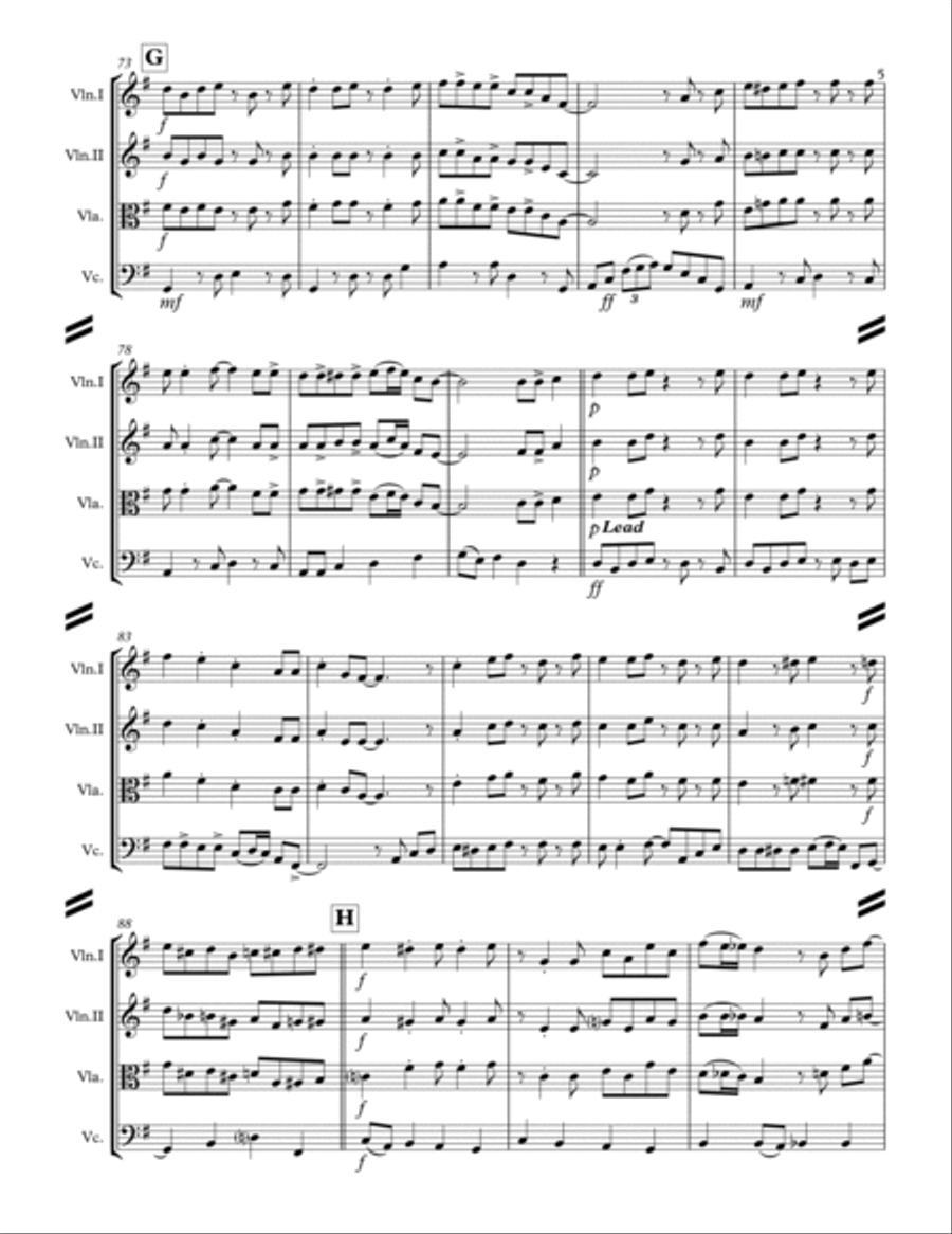 Rockin' Around The Christmas Tree String Quartet scores gallery preview page 6
