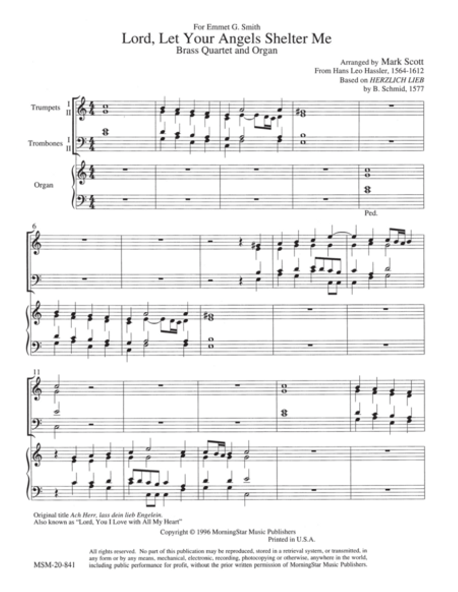 Lord, Let Your Angels Shelter Me Organ scores gallery preview page 1