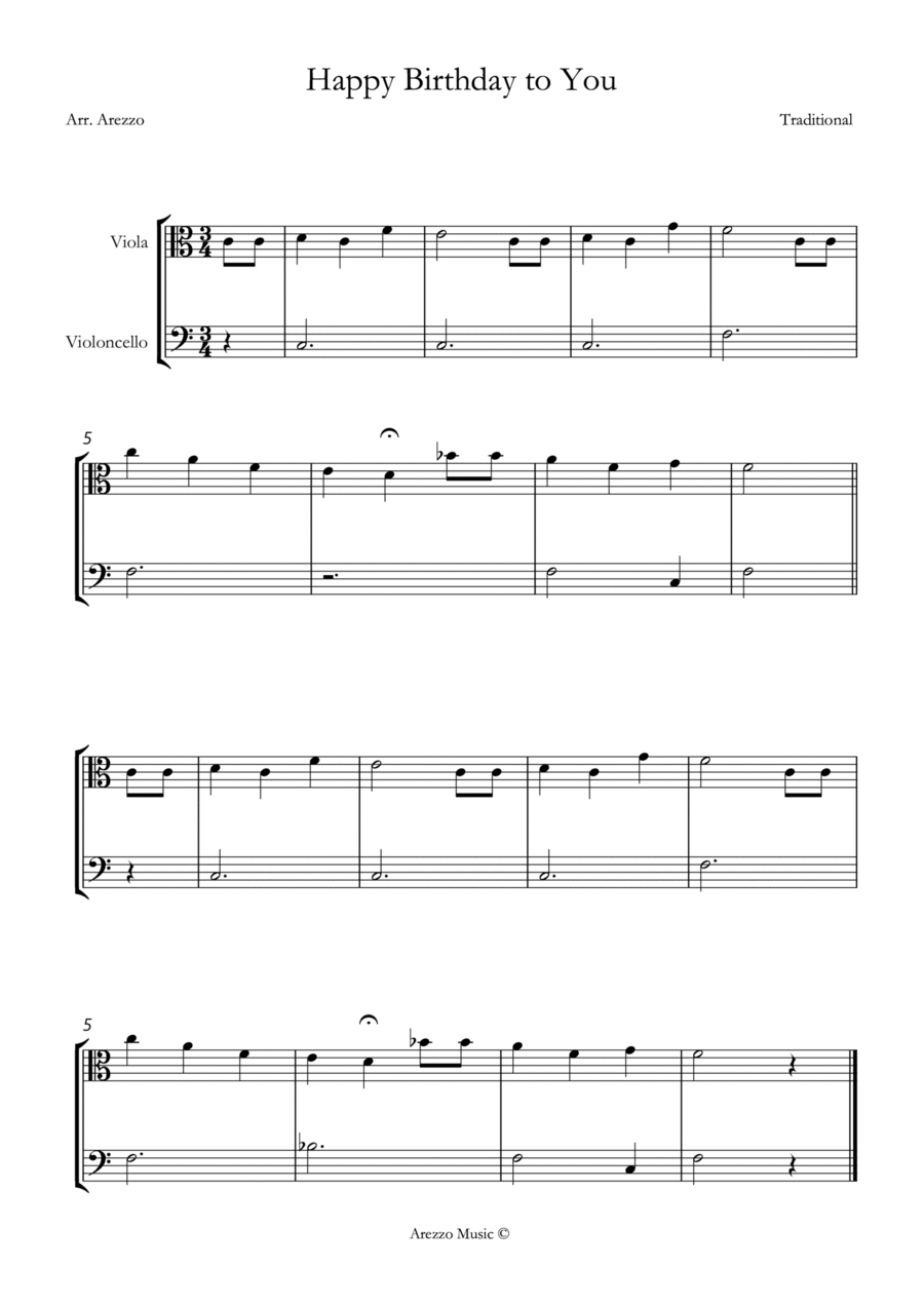 happy birthday to you easy Clarinet and Cello sheet music Chamber Music scores gallery preview page 1