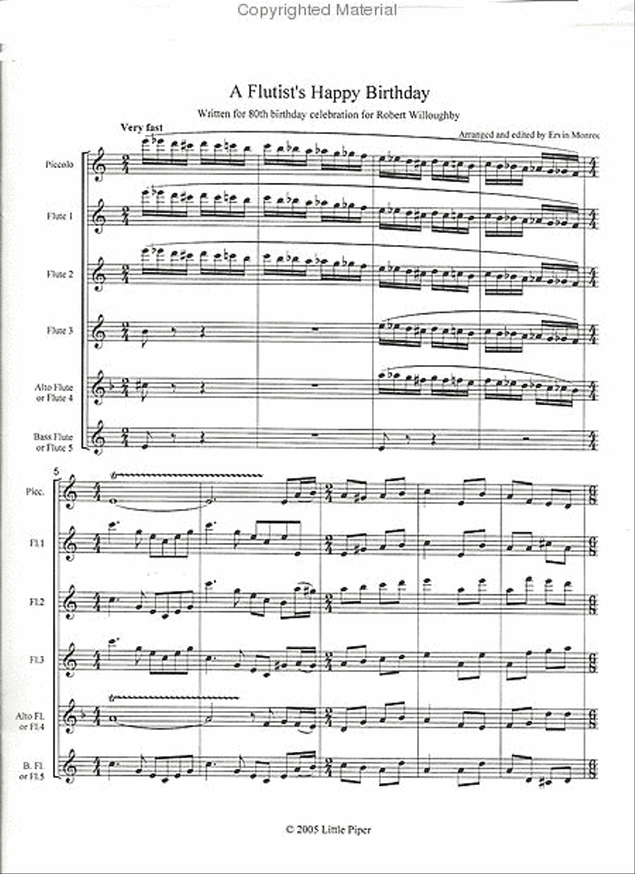 Flutist's Happy Birthday Flute Choir scores gallery preview page 2