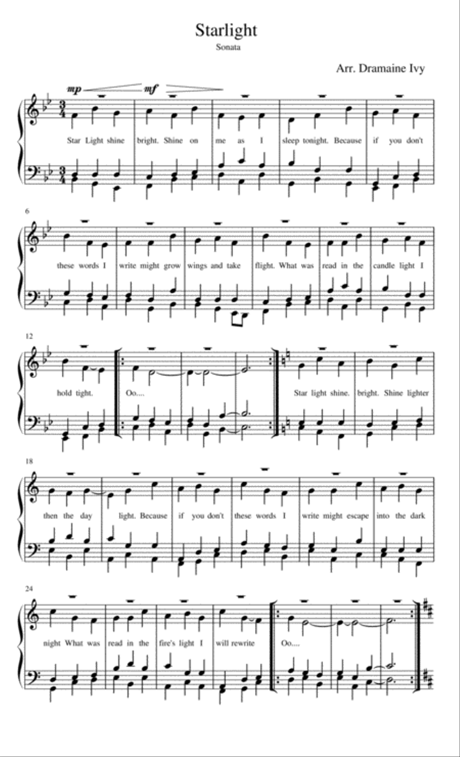 Starlight sonata Starlight sonata 4-Part scores gallery preview page 1