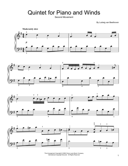 Quintet For Piano And Winds: Andante