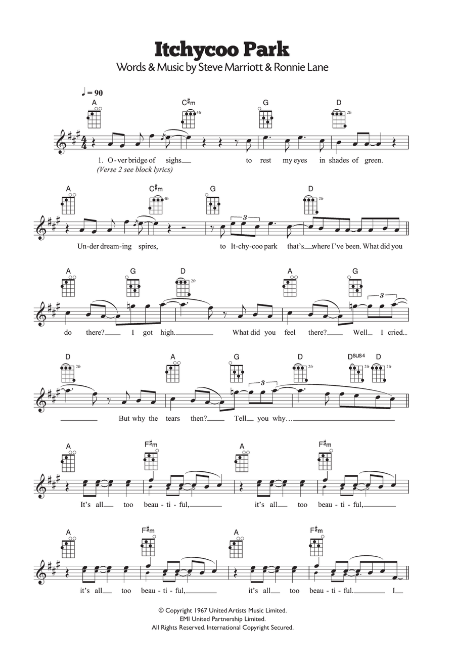 Itchycoo Park Ukulele scores gallery preview page 1