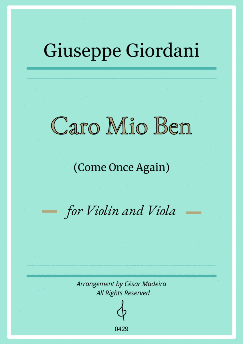 Caro Mio Ben (Come Once Again) - Violin and Viola (Full Score and Parts) image number null