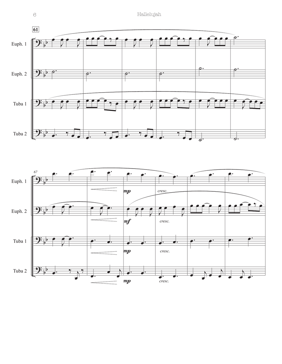 Hallelujah Hallelujah Brass Quartet scores gallery preview page 6