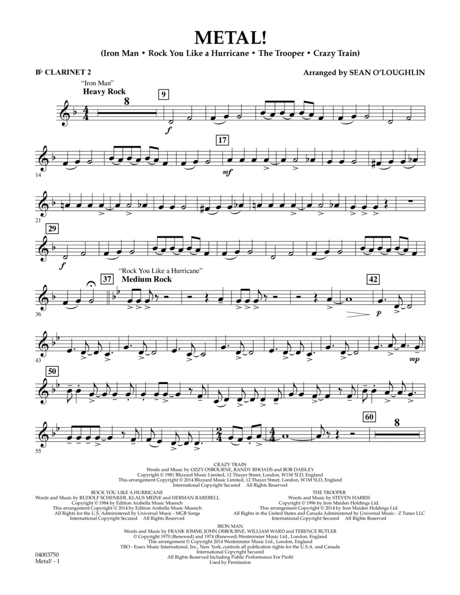 Metal! - Bb Clarinet 2 Concert Band scores gallery preview page 1