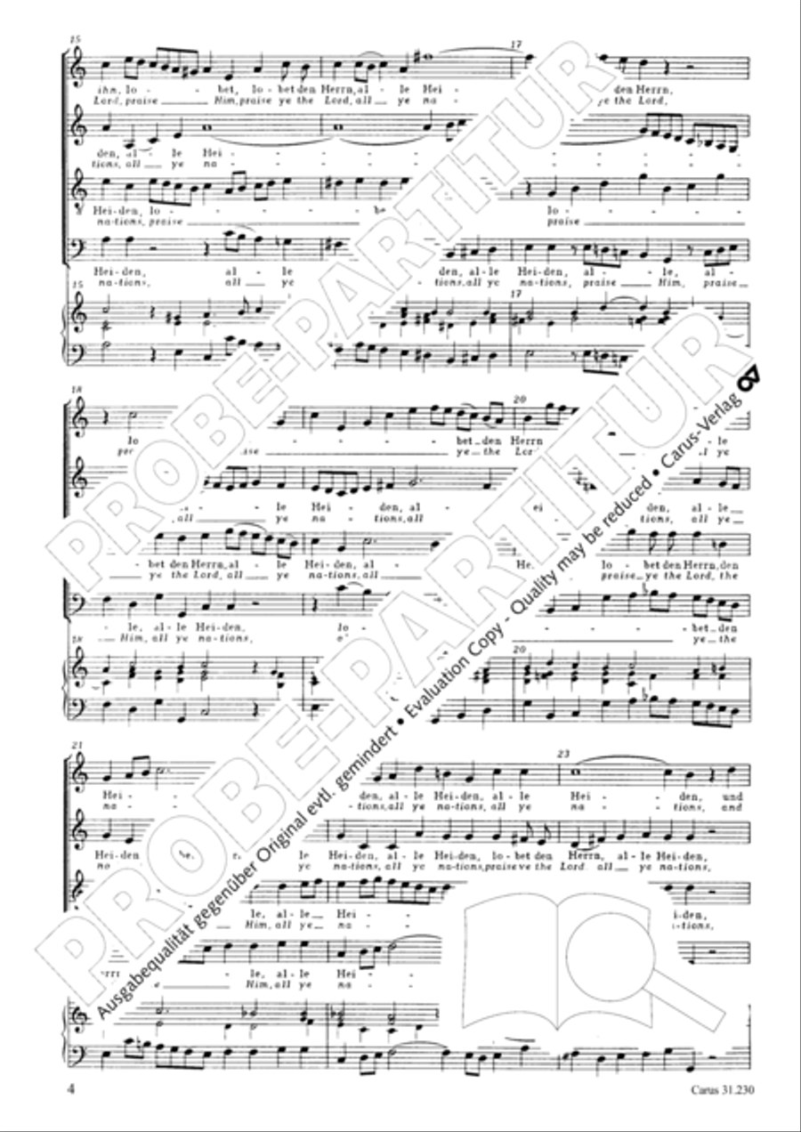 Praise ye the Lord, all ye nations (Lobet den Herrn, alle Heiden) 4-Part scores gallery preview page 5