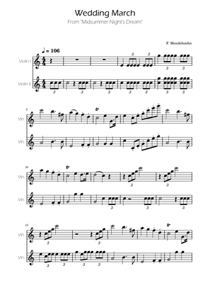Book cover for Wedding March - Violin Duet F.Mendelssohn