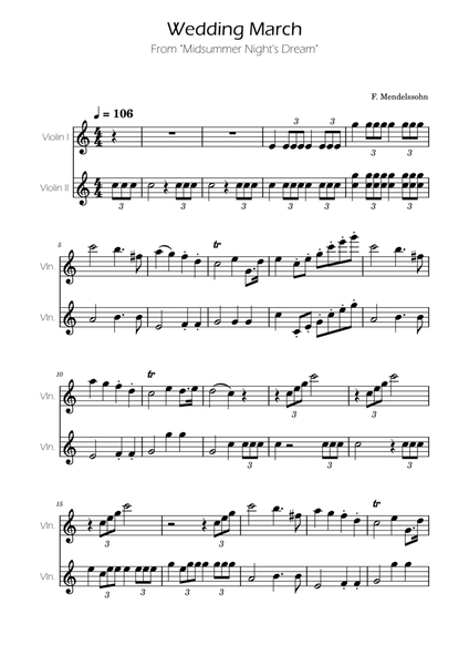Wedding March - Violin Duet F.Mendelssohn image number null