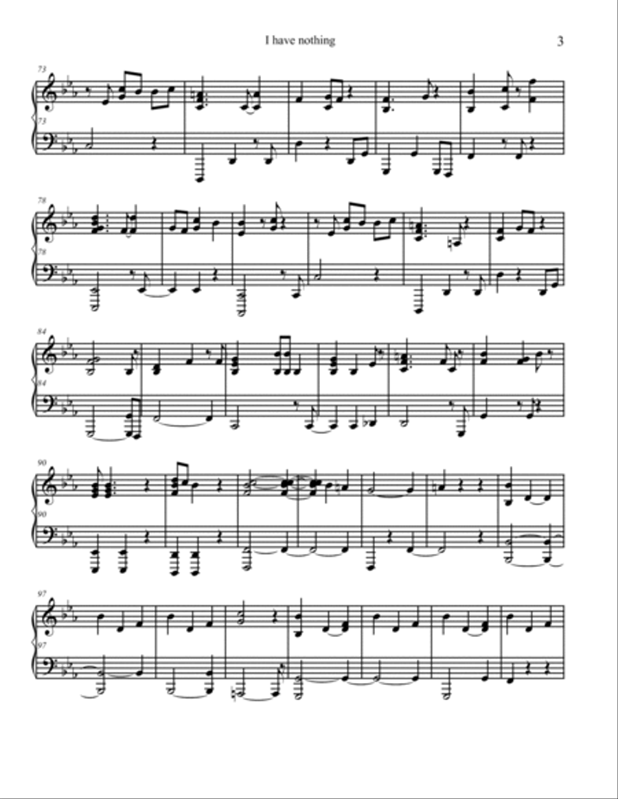 I Have Nothing Piano Solo scores gallery preview page 3