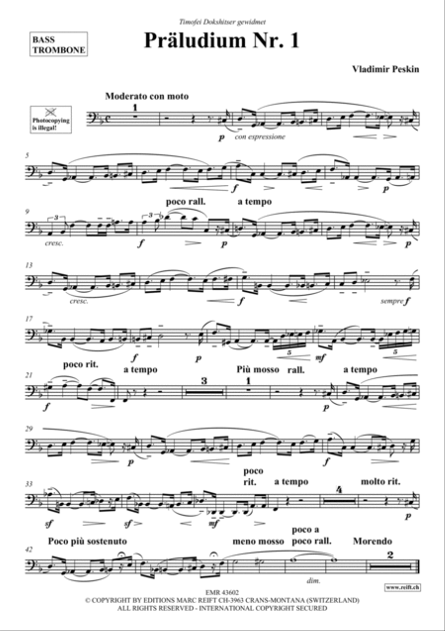 Praludium No. 1 Trombone scores gallery preview page 2